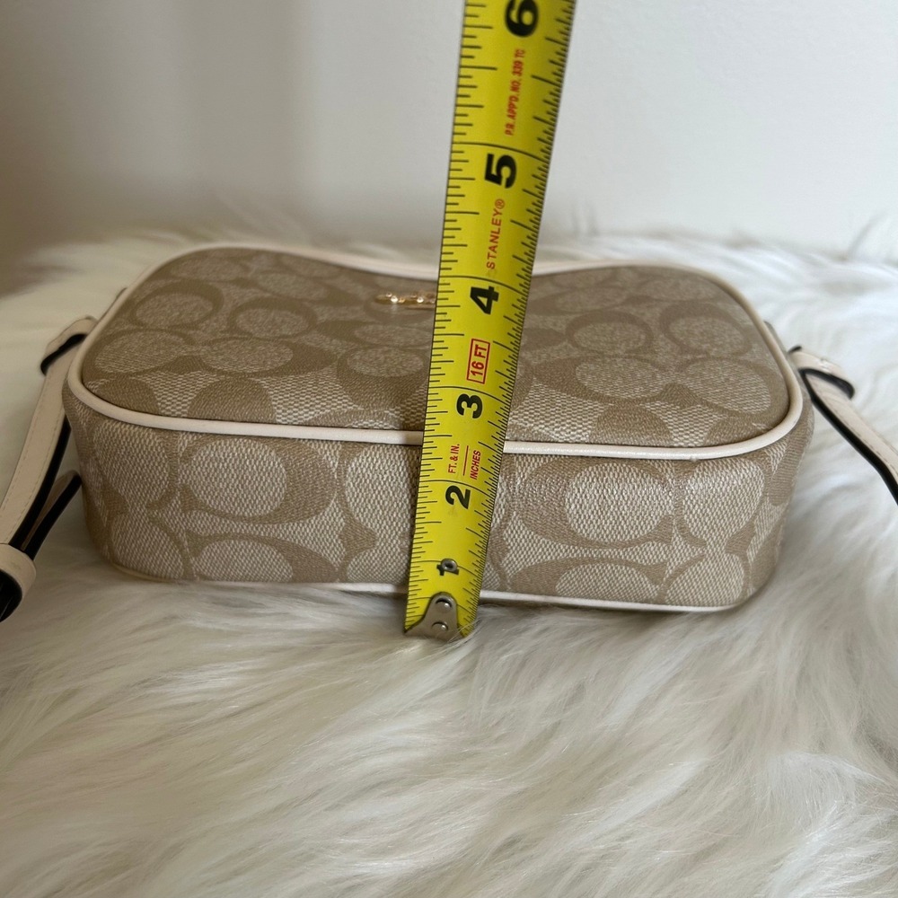 Coach Mini Jamie Light Khaki Chalk Signature Canvas Camera Bag Good - Picture 12 of 12